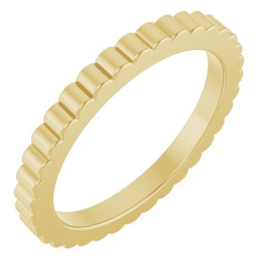10K Yellow Or White Or Rose Gold Grooved Half Round Band
