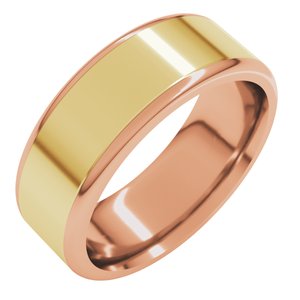 14K Yellow Or White Or Rose Gold Round Edge Flat Band