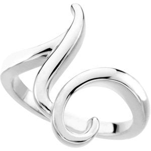 14K White Gold Polished Freeform Ring Size 7