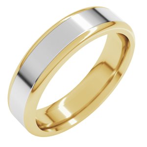 14K Yellow/White Gold  5 Mm  Flat Comfort Fit With Round Edge Band Size 7