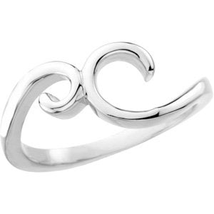 14K White Gold Polished Freeform Ring Size 7