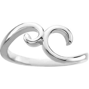 14K White Gold Polished Freeform Ring Size 7