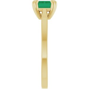 14K Yellow Gold Emerald 7 X 5 Mm Polished 6-Prong Solitaire Ring Size 7