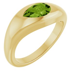 14K Yellow Gold Natural Peridot Pear 8 X 5 Mm Polished Natural Peridot Ring Size 7