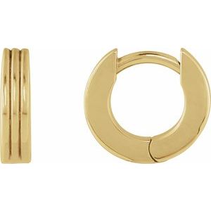 14K Yellow Gold Each Ribbed Huggie Earring, Length: 10 Mm, Thickness: 2.4 Mm