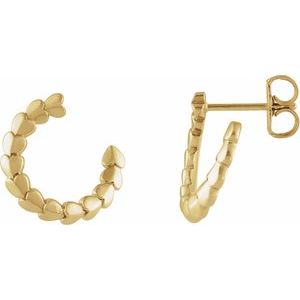 14K Yellow Gold Right Front-Back Heart Hoop Earring, Length: 14.2 Mm, Thickness: 2.5 Mm