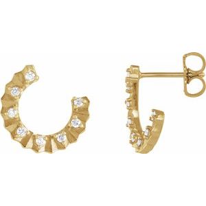 14K Yellow Gold Pair Round Shape 1.3Mm I1, Gh 1/8 Ctw Natural Diamond Forward Facing Earrings, Length: 12.7 Mm, Thickness: 2 Mm