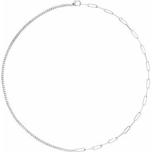 14K White Gold Round 1.9Mm G-H Si1-Si2 3 1/4 Lab-Grown Diamond Line Necklace, Length: 18 In