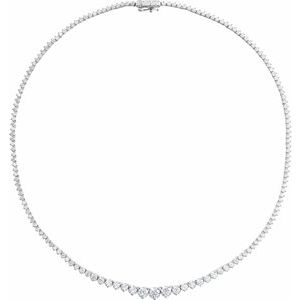 14K White Gold Round 5.25Mm G-H Si1-Si2 9 1/2 Ctw Lab-Grown Diamond Line Necklace, Length: 16.5 In