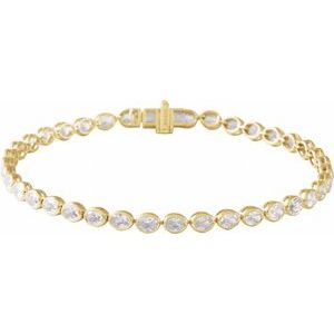14K Yellow Gold Oval 3.6 X 2.6Mm G-H Si 4 9/10 Ctw Lab-Grown Diamond Line Bracelet, Length: 7 In