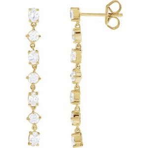 14K Yellow Gold Oval 3.2 X 2.3 Mm 1 1/5 Ctw Lab-Grown Diamond 7-Stone Dangle Earrings