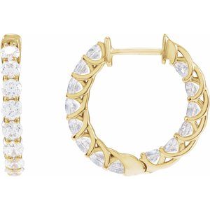 14K Yellow Gold Pair Round Shape 2.8Mm Si1-Si2, Gh 2 1/5 Ctw Lab-Grown Diamond Inside-Outside Hoop Earrings, Length: 19.7 Mm, Thickness: 2.9 Mm