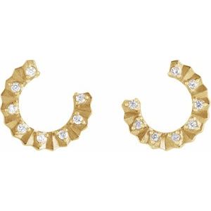 14K Yellow Gold Pair Round Shape 1.3Mm I1, Gh 1/8 Ctw Natural Diamond Forward Facing Earrings, Length: 12.7 Mm, Thickness: 2 Mm