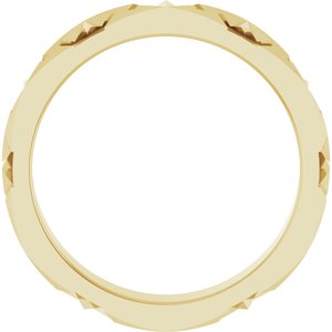 14K Yellow Gold 3.5 Mm Polished Art Deco Patterned Band Size 5