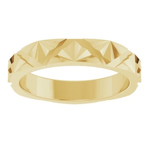 14K Yellow Gold 3.5 Mm Polished Art Deco Patterned Band Size 5
