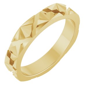 14K Yellow Gold 3.5 Mm Polished Art Deco Patterned Band Size 5