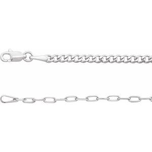 14K Yellow Gold Or Sterling Silver Lobster Clasp Curb And Paperclip-Style 50/50 Chain, Width: 2.7 Mm