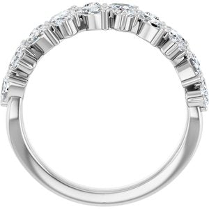 14K White Gold Marquise 4 X 2 Mm Polished 1 1/3 Ctw Lab-Grown Diamond Anniversary Band Size 7