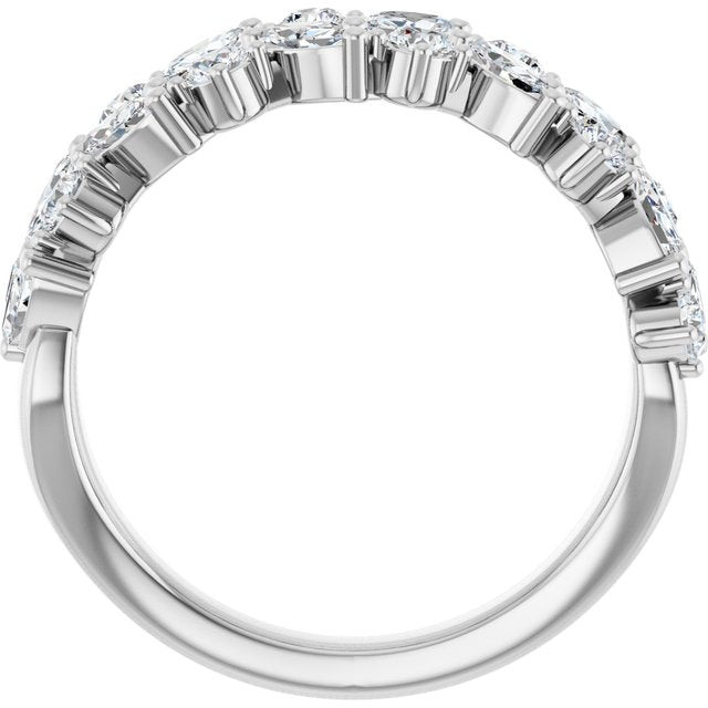 14K White Gold Round Polished 1 1/3 Ctw Natural Diamond Anniversary Band, Size 7