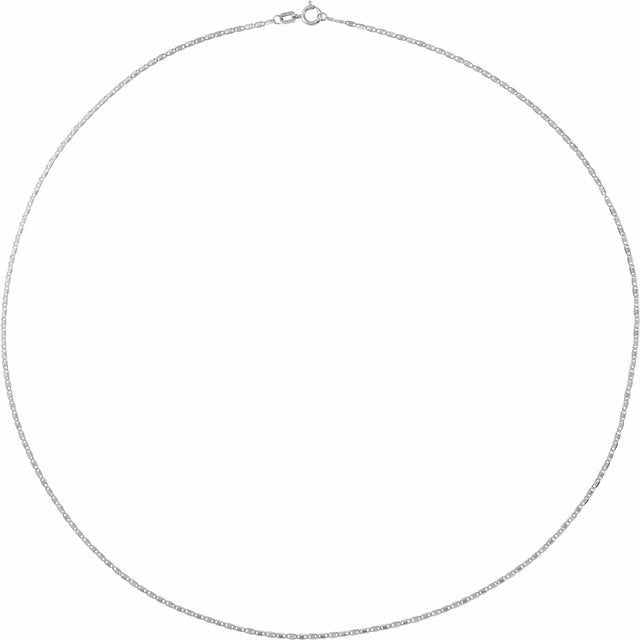 14K White Gold Mirror 1.3 Mm 24 In Spring Ring Polished Mirror Chain