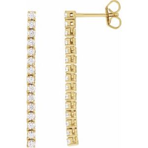 14K Yellow Gold Round 1.8 Mm 3/4 Ctw Lab-Grown Diamond Drop Earrings