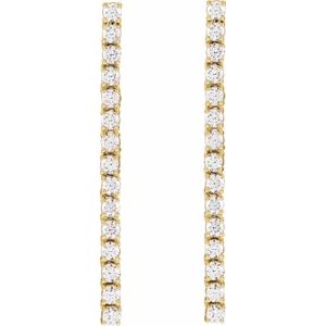 14K Yellow Gold Round 1.8 Mm 3/4 Ctw Lab-Grown Diamond Drop Earrings