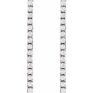 14K White Gold Round 1.8 Mm 3/4 Ctw Lab-Grown Diamond Drop Earrings