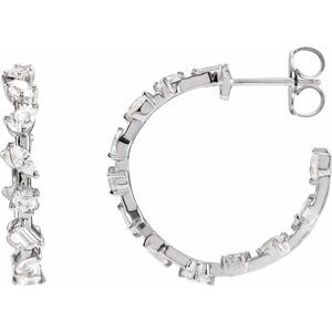 14K White Gold Pair Shape 25.43 X 5.69Mm 2 Ctw Lab-Grown Diamond Hoop Earrings, Length: 24.4 Mm, Thickness: 3.5 Mm