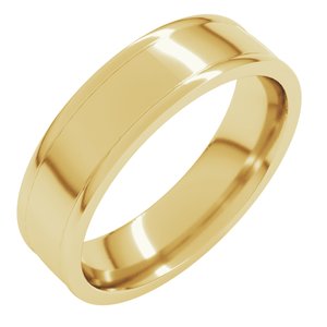 10K Yellow Or White Or Rose Gold Round-Edge Grooved Comfort-Fit Half Round Band