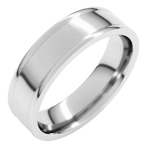 Sterling Silver Round-Edge Grooved Comfort-Fit Half Round Band