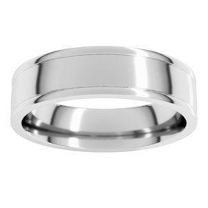 Sterling Silver Round-Edge Grooved Comfort-Fit Half Round Band