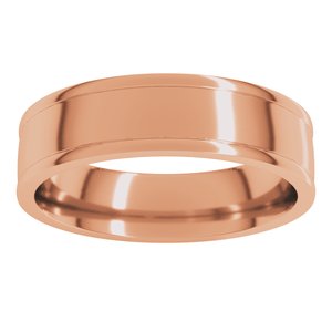 14K Yellow Or White Or Rose Gold Round-Edge Grooved Comfort-Fit Half Round Band
