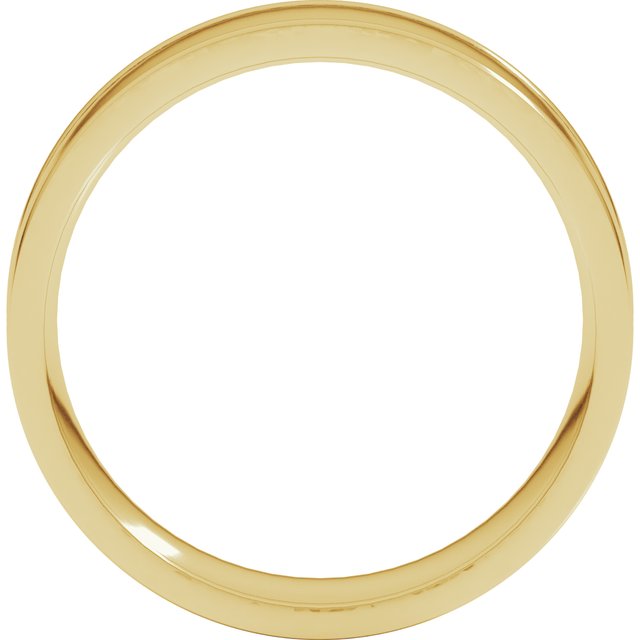 18K Yellow Gold Round-Edge Grooved Comfort-Fit Half Round Band
