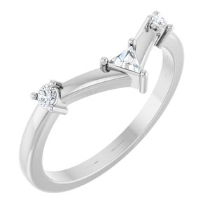 14K White Gold Natural Diamond Triangle 3 X 3 X 3 Mm Natural Diamond Polished 1/8 Ctw Natural Diamond Contour Band Size 7