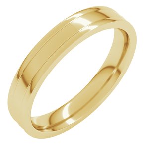 10K Yellow Or White Or Rose Gold Round-Edge Grooved Comfort-Fit Half Round Band