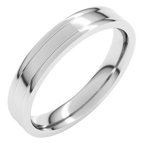 10K Yellow Or White Or Rose Gold Round-Edge Grooved Comfort-Fit Half Round Band
