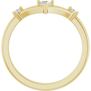 14K Yellow Gold Natural Diamond Triangle 3 X 3 X 3 Mm Natural Diamond Polished 1/8 Ctw Natural Diamond Contour Band Size 7