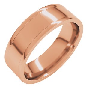 14K Yellow Or White Or Rose Gold Round-Edge Grooved Comfort-Fit Half Round Band
