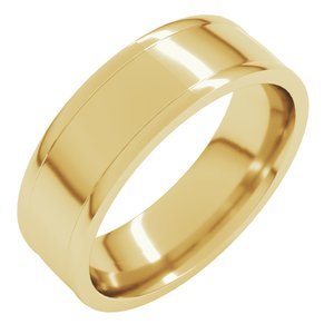 18K Yellow Or White Or Rose Gold Round-Edge Grooved Comfort-Fit Half Round Band