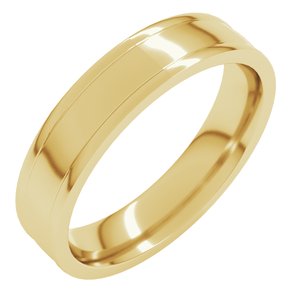 18K Yellow Or White Or Rose Gold Round-Edge Grooved Comfort-Fit Half Round Band