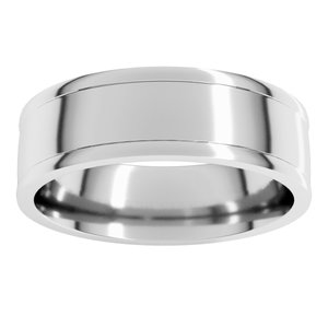 10K Yellow Or White Or Rose Gold Round-Edge Grooved Comfort-Fit Half Round Band