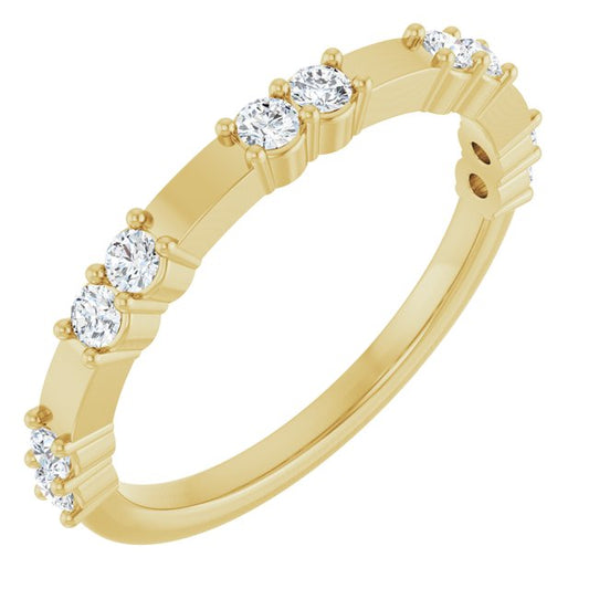 14K Yellow Gold Round 2 Mm Polished 1/4 Ctw Lab-Grown Diamond Anniversary Band, Size 7