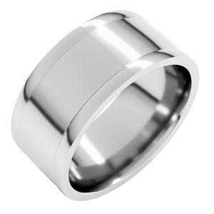 10K Yellow Or White Or Rose Gold Round-Edge Grooved Comfort-Fit Half Round Band