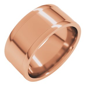 14K Yellow Or White Or Rose Gold Round-Edge Grooved Comfort-Fit Half Round Band