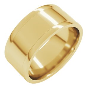 14K Yellow Or White Or Rose Gold Round-Edge Grooved Comfort-Fit Half Round Band