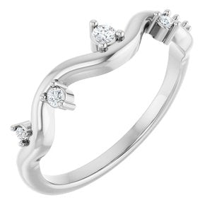 14K White Gold Natural Diamond Round Natural Diamond Polished .07 Ctw Natural Diamond Ring Size 7