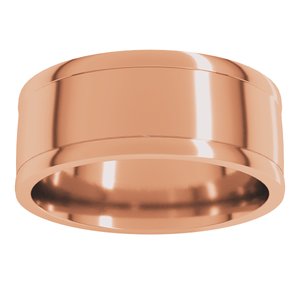 18K Yellow Or White Or Rose Gold Round-Edge Grooved Comfort-Fit Half Round Band