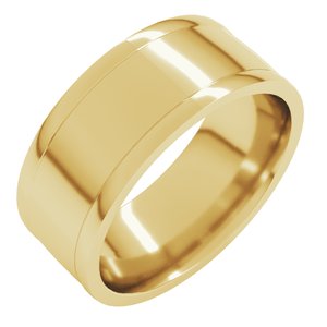 18K Yellow Or White Or Rose Gold Round-Edge Grooved Comfort-Fit Half Round Band