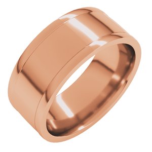 10K Yellow Or White Or Rose Gold Round-Edge Grooved Comfort-Fit Half Round Band
