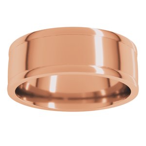 18K Yellow Or White Or Rose Gold Round-Edge Grooved Comfort-Fit Half Round Band